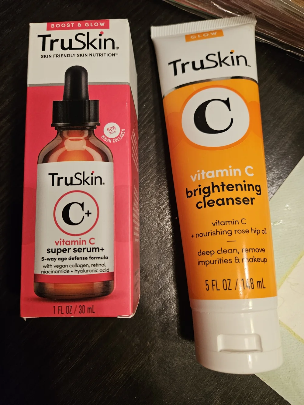 Skin Vitamin C Brightening Cleanser & Super Serum Duo - Orange, Pink, White